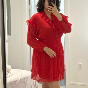 Zara Short Ruffled Red Dress